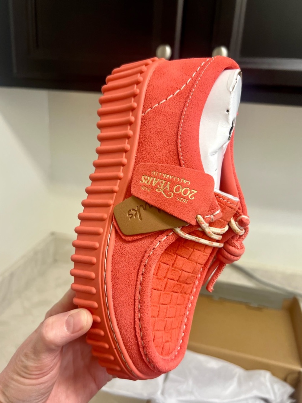 Clarks Suede Torhil Bee Comfort Platform Moccasin Toe Loafers (Coral) - Picture 15 of 16